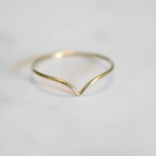 14k Gold Thin Chevron Ring. Stackable, Mimima...