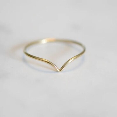 14k Gold Thin Ring Chevron. Stackable, Minimalistic. SIZE:  5,  6,  7 and 8