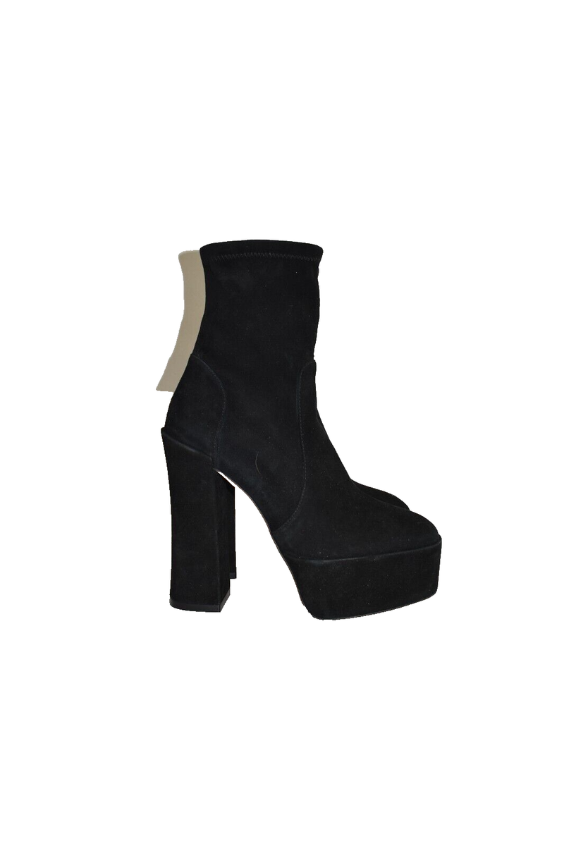 $900 STUART WEITZMAN Skyhigh Stretch Suede Platform Booties