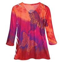 Tunic Top - Purple And Orange Sunset Butterfly T-shirt - Small on sale Tunic Top - Purple And Orange Sunset Butterfly T-shirt - Small on sale