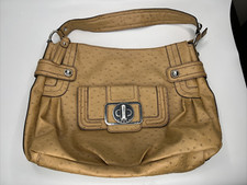 Large Guess Ostrich Leather mustard color tote/purse/shoulder bag