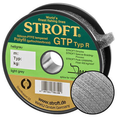 STROFT GTP Typ R Geflochtene Angelschnur 150m hellgrau Angelsehne Angelleine