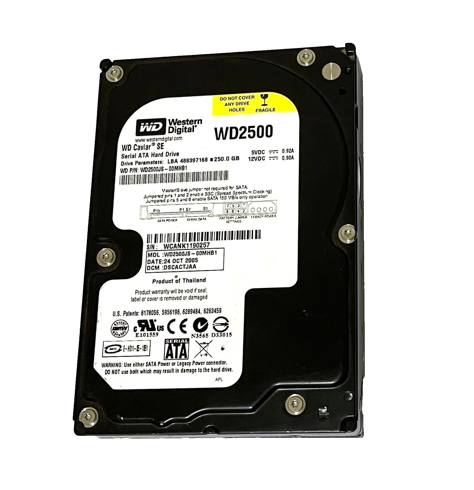 Western Digital 250GB Internal Hard Disk Drives 3.5 in Form Factor