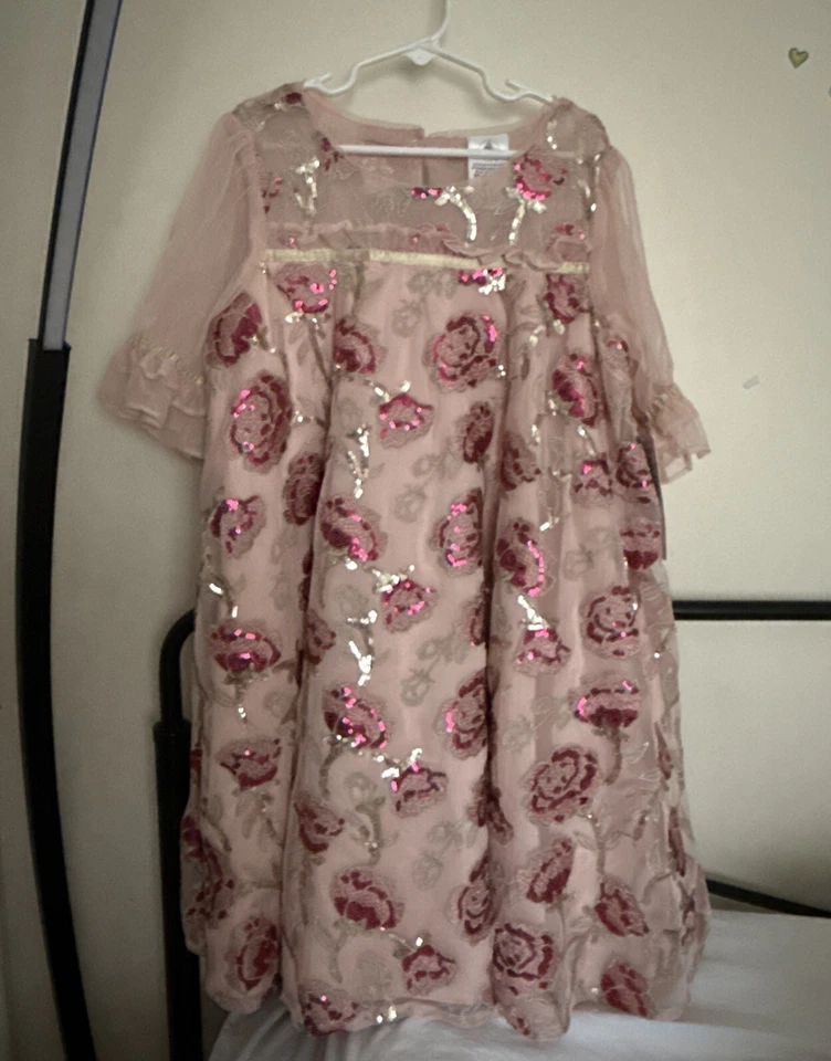 Disney La Bella y la Bestia Princesa Bella Lentejuelas Rosa Vestido Niñas Talla 9-10 Foto 2 de 4