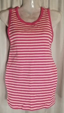 Lauren Ralph Lauren Women's Pink Stripe Top Ribbed Sleeveless Tiny Flaw
