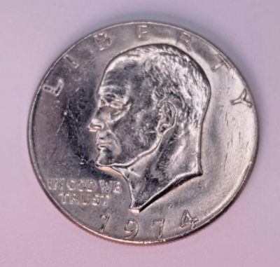 1974-D Eisenhower Dollar $1 Coin • Type 3 Reverse • Denver Mint