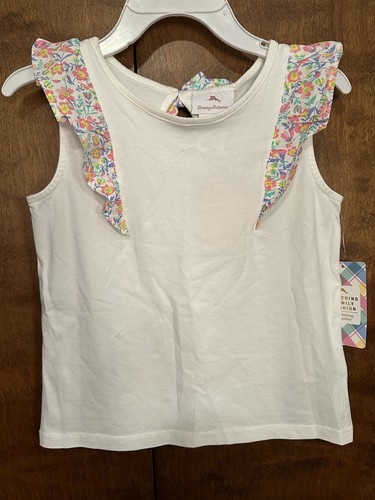 TOMMY BAHAMA Ruffle Tank Top & Skirt Set w/ Straw Purse Girls 7 Pastel Floral - Picture 5 of 18