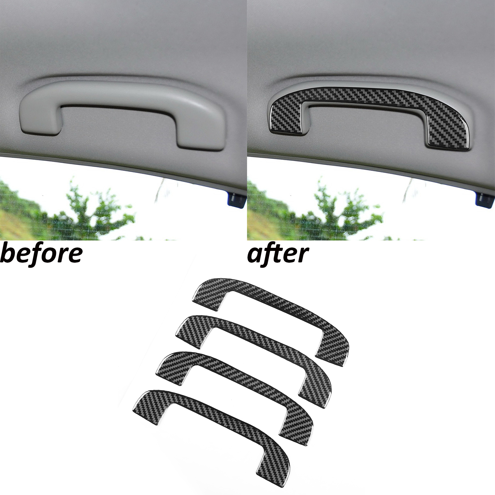 Real Carbon Fiber Interior Roof Handle Panel Cover Trim For Nissan Altima 13-18
