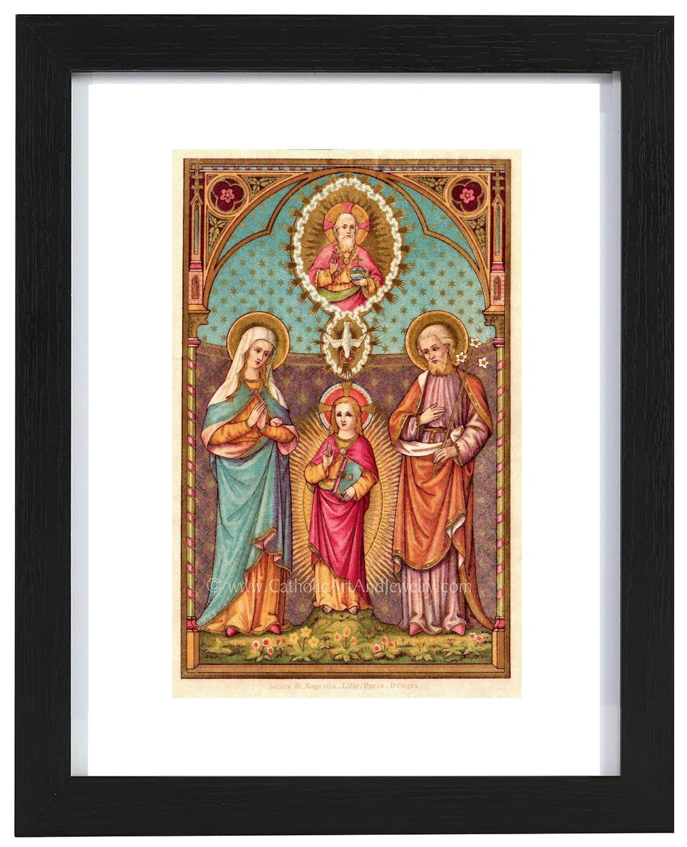 西洋アンティーク宗教画(印刷物　HOLY FAMILY) 西洋アンティーク宗教画(印刷物 HOLY FAMILY) Holy Family with