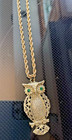 STUNNING VINTAGE GOLD TONE 17" DROP OWL PENDANT NECKLACE — photo 4