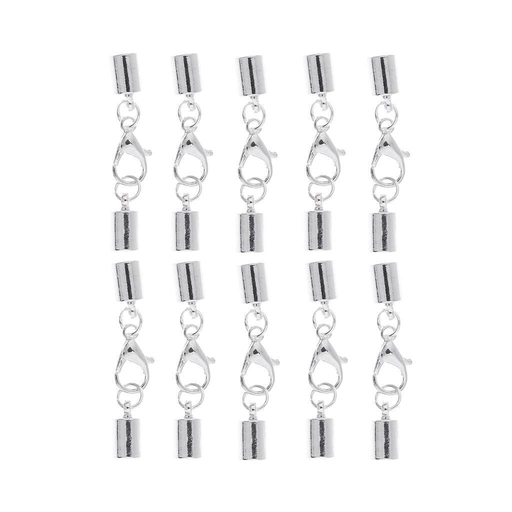 10pcs Kumihimo Cord End Caps with Lobster Clasp for Leather Cord Necklace