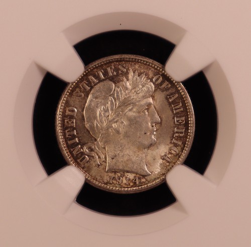1914-D Barber Silver Dime - NGC MS63 - Beautiful Lustrous Choice Original! PQ+ - Picture 2 of 9