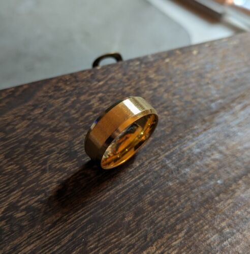 mens ring gold tone brushed stainless steel us size 10 8mm width fashion band - Picture 2 of 6