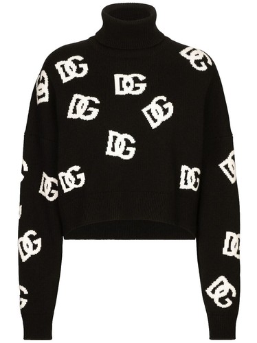 DOLCE & GABBANA Sweater Black Logo Plaque Hooded Full Zip IT54