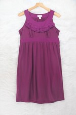 Ann Taylor Loft Sz 6 Purple Empire Ruffle Sleeveless Tie Back Casual Dress #1248