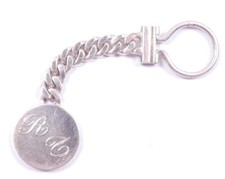 Vintage Keychain 925 Sterling Silver Initials Engraved Round Tag 33.8grams
