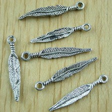 30pcs Tibetan silver feather charm findings H1595