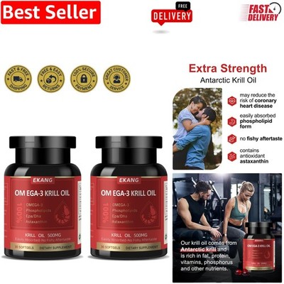 Sustainable Antarctic Krill Oil 60 Softgels - 500mg Omega-3 for Healthier Living