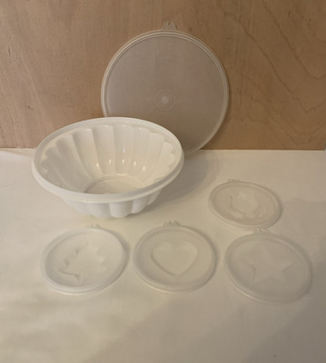 Tupperware Geleeform 6-teiliges Set - weiß Kunststoff - gebraucht - Vintage