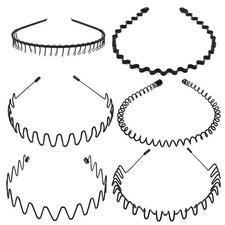 Black Metal Sports Hairband Headband Wave Alice Style Unisex Men Women Hair Band