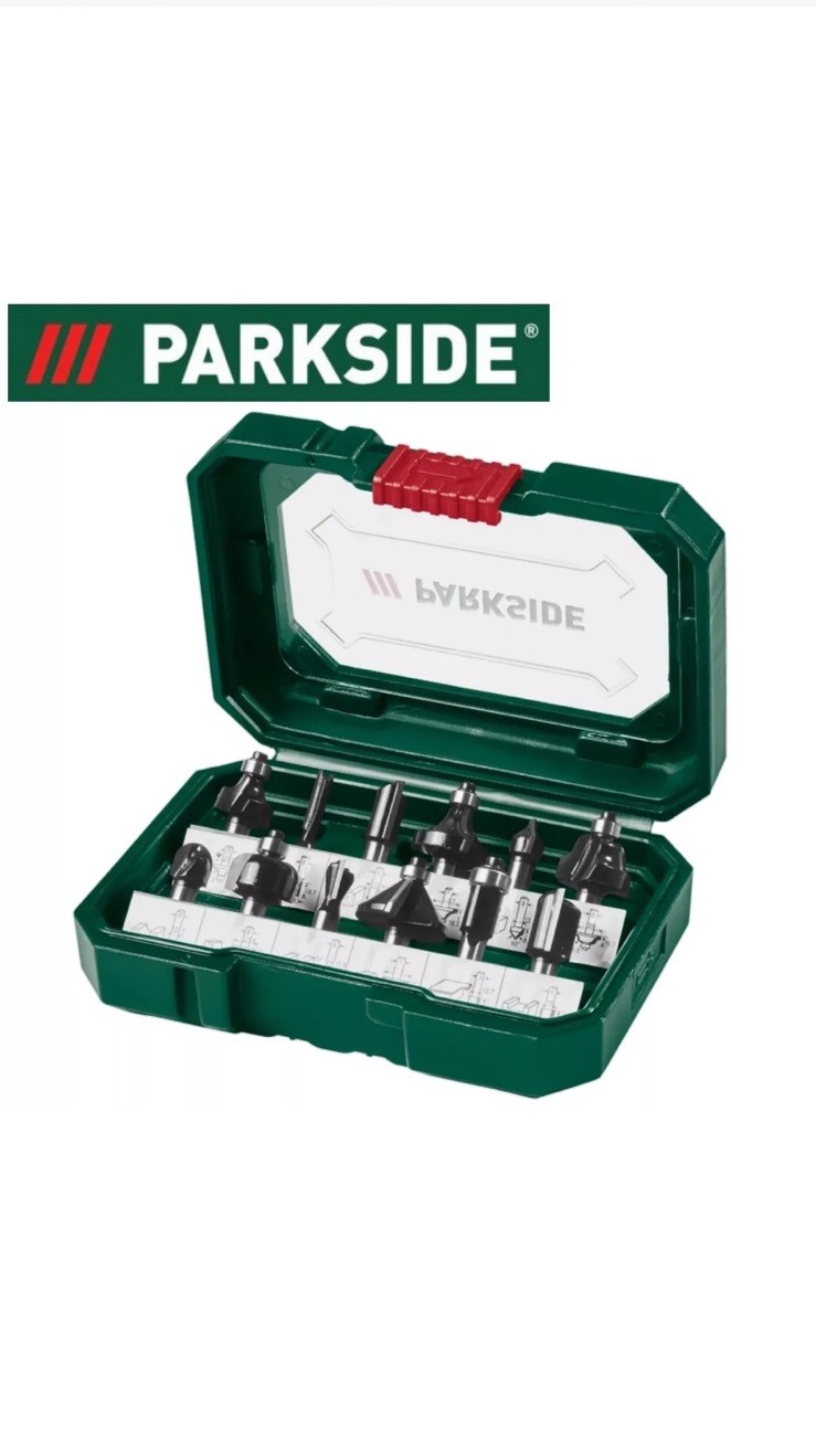 Parkside Router Bits 12 Pieces Set For All Standard Routers With 8mm collets