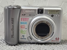 Canon PowerShot A85 4.0MP Digital Camera - Silver - Parts-Repair Only Works READ