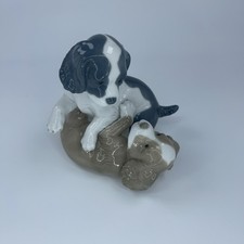 NAO POTTERY (Lladro) Twerk and Mikie DOGS PLAYING FIGURINE