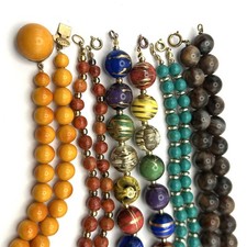 Vintage Beaded Necklaces Art Glass Acrylic Multicolor 5 Pc Wear Resell Craft