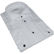 Mens CEREMONIA Tuxedo Formal Shirt 100 Cotton Turkey Slim Fit stn 13 ATD White