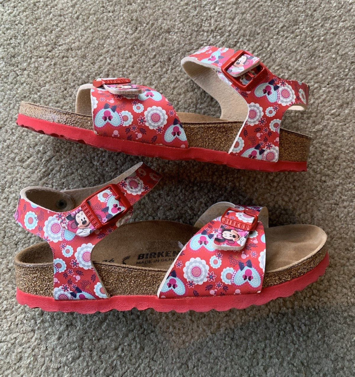Disney BIRKENSTOCK Minnie Mouse Flower Sandals Red/White 36 230 L5 RARE SOLD OUT image 3