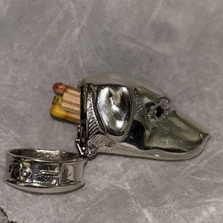 Silver Vintage Hallmarked Dog Head Vesta Match Box Holder With Red Garnet Eyes