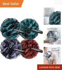 Charcoal Loofah Sponge, Shower Loofah 60g/PCS - Body Scrubber Loofa Set of 4 ...