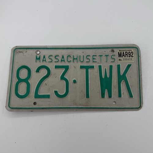 1992 Massachusetts “Greenie” License Plate - 823-TWK