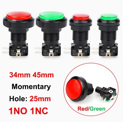34mm 45mm Push Button Switch Momentary On/Off Game Console Dashboard 125V 15A