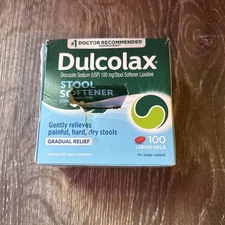 Dulcolax Stool Softener Laxative Liquid Gel Tablets - 100 Ct - Exp: 04/2027