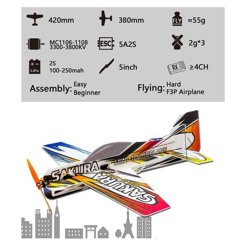 Drone,RC avion 3D avion Micro Mini mousse EPP PP F3P KIT d'éclairage modèle passe temps jouets