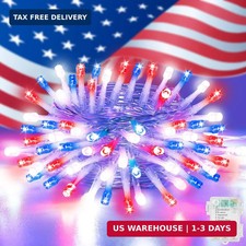 Red White Blue 4th of July Decoration Light - 30 LED 11.5Ft Patriotic Battery St