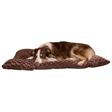 Pet Bed Medium Dog Pad with Faux Fur Sleep Surface and Non-Slip Bottom, Brown