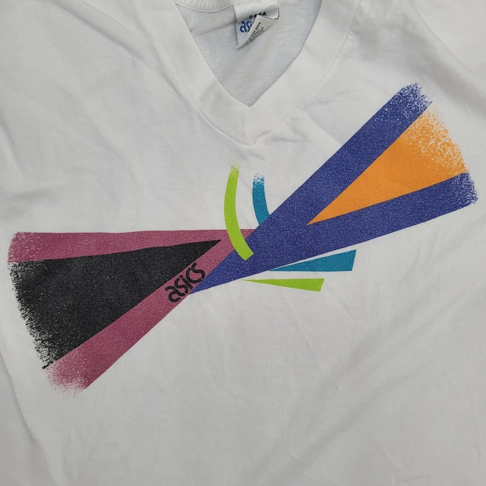 Camisa vintage ASICS para mujer XL 21x26 blanca Foto 4 de 4