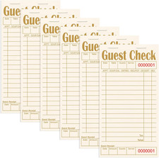 Guest Checks Books for Servers, Server Note Pads, 6 Pack, Natural Color Paper, W