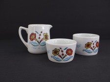 Vintage Swedish Berggren Porcelain Creamer & Sugar Bowl Ramekin Var sa god Folk
