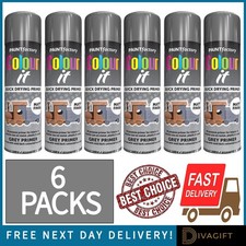 6 x GREY PRIMER MATT FINISH AEROSOL SPRAY PAINT 250ML FOR METAL WOOD PLASTIC NEW