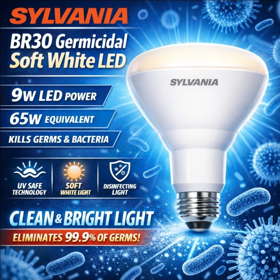 Sylvania 9W BR30 65Watt LightSHIELD Germicidal Softwhite LED