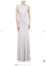 GHOST London Taylor Satin Maxi Dress Silver Lake Gray Bridesmaid Wedding Sz S