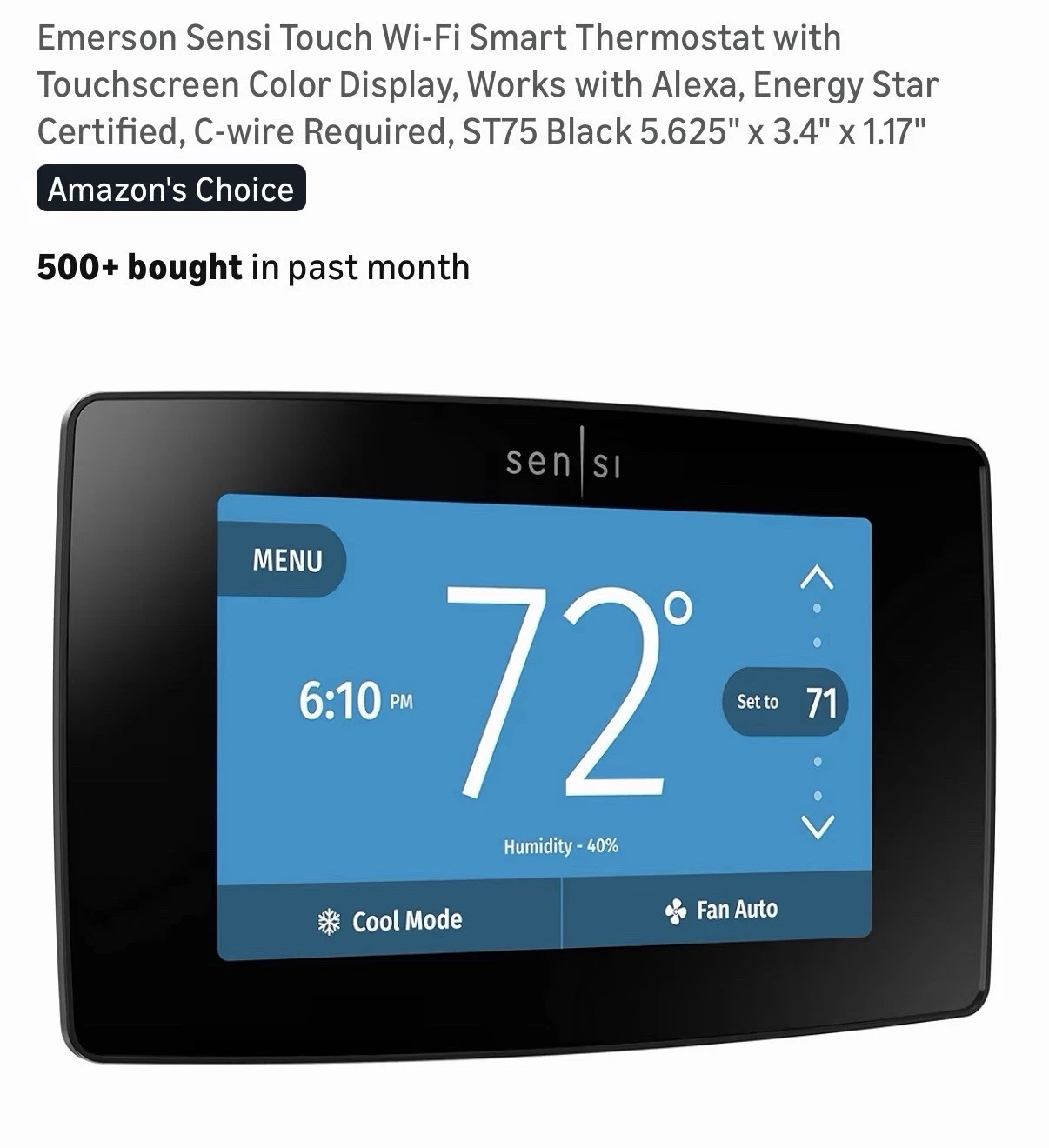 Emerson Sensi Touch Thermostat