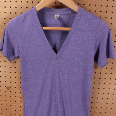 vtg AMERICAN APPAREL Track Shirt deep v neck t-shirt EXTRA EXTRA SMALL XXS tag