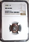 NGC MS-64 BN 1900 Indian Head Cent, Frosty, PQ specimen w/ Few Contact Marks.