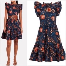 Ulla Johnson Eden Floral Cotton Poplin Dress Midnight Garden Party Coastal luxe