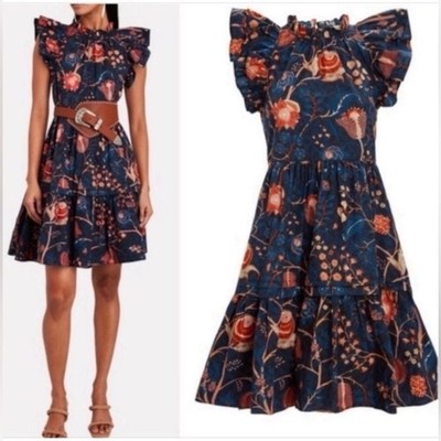Ulla Johnson Eden Floral Cotton Poplin Dress Midnight Garden Party Coastal luxe