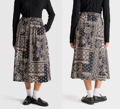 UNITED COLORS OF BENETTON Bandana Print Pull-On Cotton Midi Skirt Size S